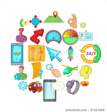 Time management icons set, cartoon style Time management icons set, cartoon style 47163989