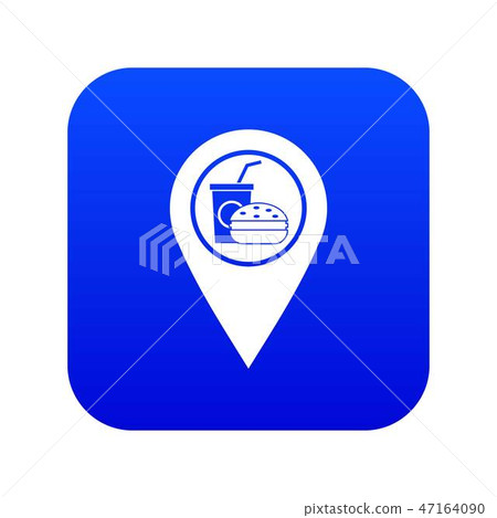 Fast food and restaurant map pointer icon digital blue Fast food and restaurant map pointer icon digital blue 47164090
