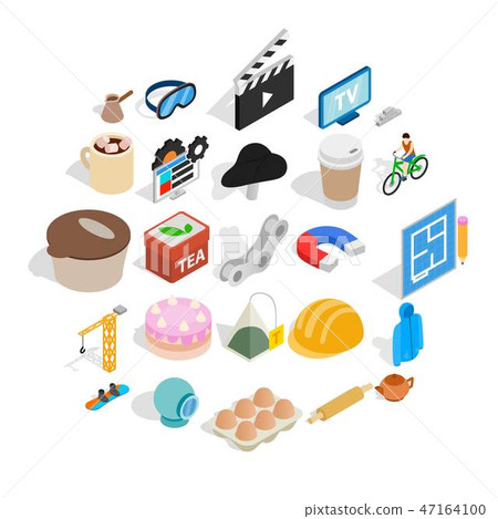 Engineering tool icons set, isometric style 47164100