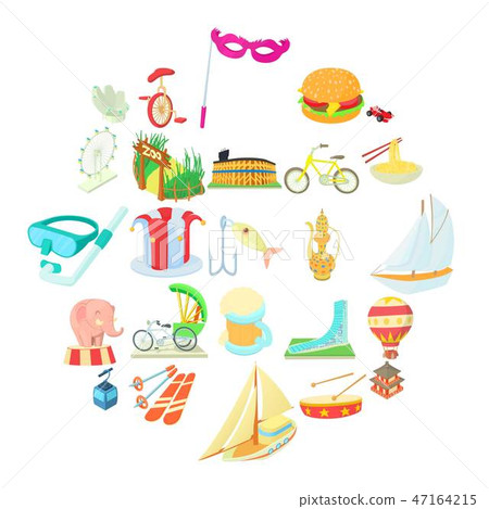 Cool show icons set, cartoon style Cool show icons set, cartoon style 47164215