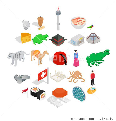 European place icons set, isometric style European place icons set, isometric style 47164219