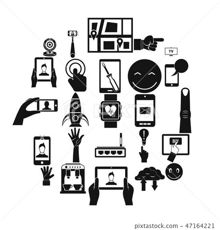 Touch screen icons set, simple style Touch screen icons set, simple style 47164221