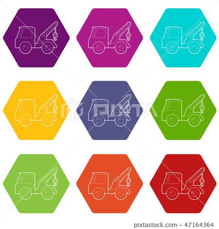 Car towing truck icons set 9 vector 47164364