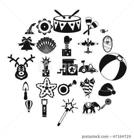 Obsolete toy icons set, simple style 47164729