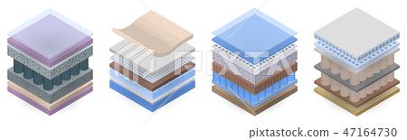 Mattress layer icon set, isometric style 47164730