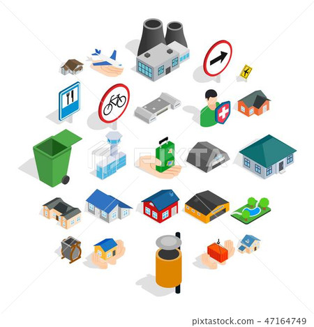 Regional center icons set, isometric style 47164749