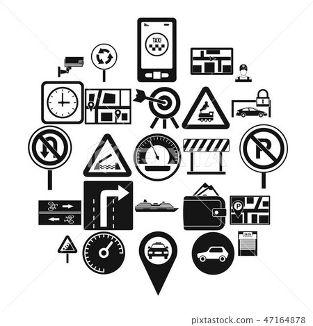 Traffic icons set, simple style Traffic icons set, simple style 47164878