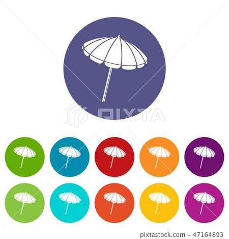 Beach umbrella icons set vector color - Stock Illustration [47164893 ...