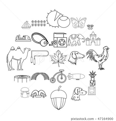 Rural activity icons set, outline style Rural activity icons set, outline style 47164900