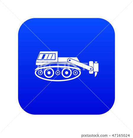 Excavator with hydraulic hammer icon digital blue Excavator with hydraulic hammer icon digital blue 47165024
