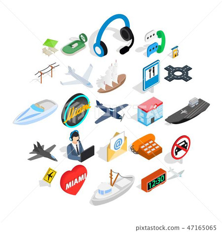 Luxury transport icons set, isometric style 47165065