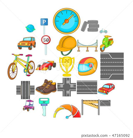 Great road icons set, isometric style 47165092