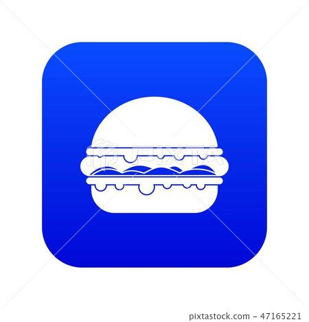 Burger icon digital blue 47165221