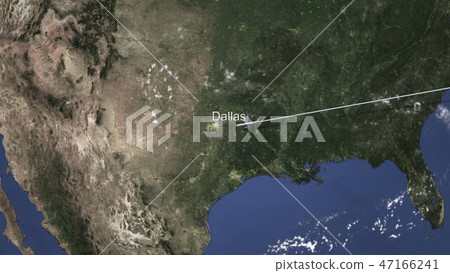 Airplane flying to Dallas, United States on the map, 3D rendering  47166241
