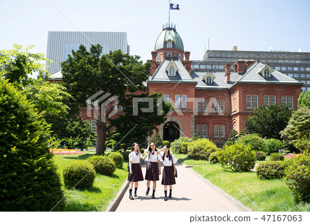 High school girl Sapporo school trip Hokkaido agency former main government building High school girl Sapporo school trip Hokkaido agency former main government building 47167063