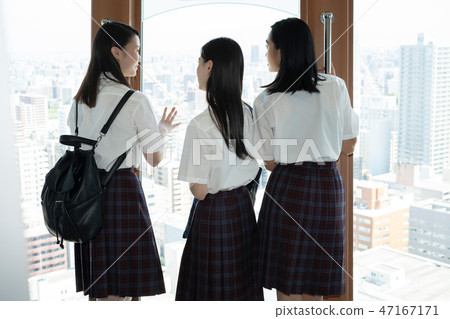 Schoolgirl Sapporo School Trip TV Tower 47167171