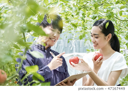 Man and woman farming house cultivation Man and woman farming house cultivation 47167449