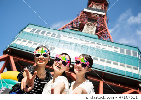 Woman sapporo travel tv tower 47167511