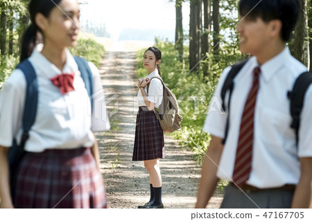 High school students attending school 47167705