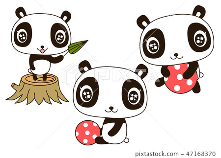 Life, ball, stump, play of pretty panda 47168370
