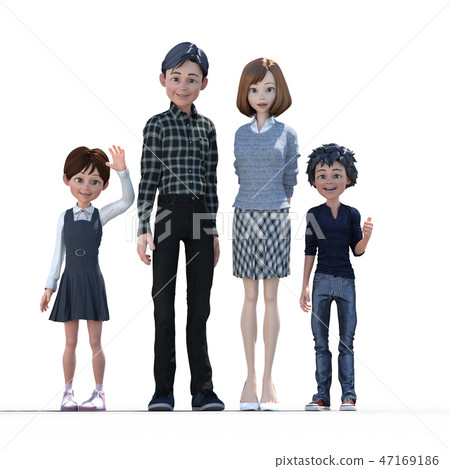 Good friend family 4 parent and child perming3DCG illustration material 47169186
