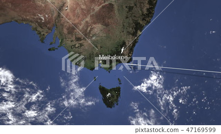 Commercial plane arrives to Melbourne, Australia, 3D rendering 47169599
