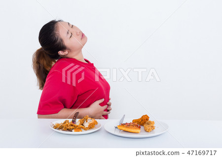 Woman with fast food 47169717