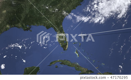 Commercial plane arrives to Tampa, United States, 3D rendering 47170295
