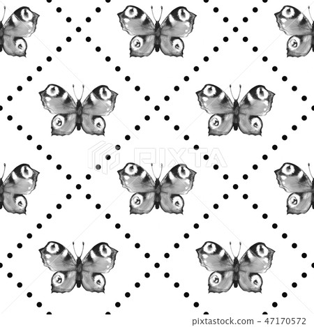 Seamless pattern with butterflies - Stock Illustration [47170572] - PIXTA