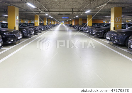 Car, underground parking lot, Korea Car, underground parking lot, Korea 47170878