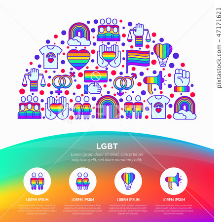 LGBT concept in half circle with thin line icons 47171621