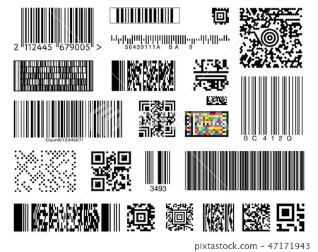 Set of bar codes on white background Set of bar codes on white background 47171943