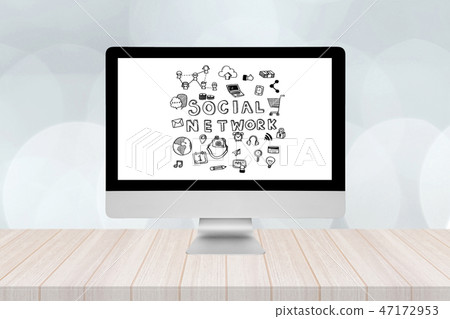 Smart compute with social network doodle on screen Smart compute with social network doodle on screen 47172953