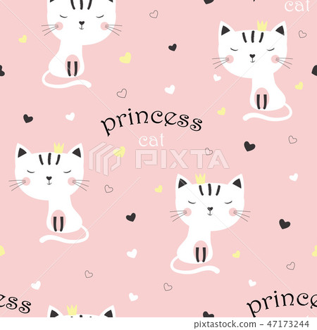 pattern with cute princess cat pattern with cute princess cat 47173244