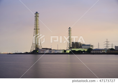 Factory night view Yoro river estuary Ichihara city, Chiba prefecture 47173727