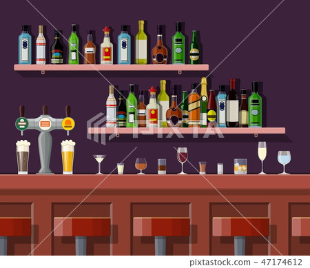 Interior of pub, cafe or bar. Interior of pub, cafe or bar. 47174612