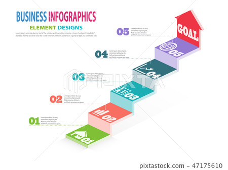 Infographics business template with steps for Pres 47175610