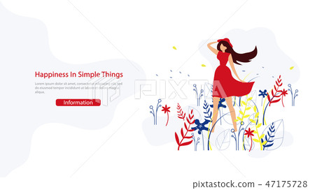 Happiness in Simple Things Flat Vector Web Banner 47175728