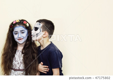 zombie apocalypse kids concept. Birthday party celebration facep zombie apocalypse kids concept. Birthday party celebration facep 47175802
