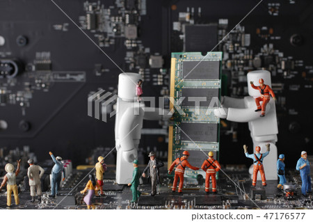 Future society where computer, human and robot coexist Future society where computer, human and robot coexist 47176577