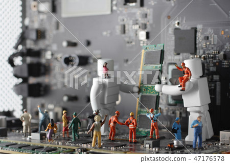 Future society where computer, human and robot coexist Future society where computer, human and robot coexist 47176578