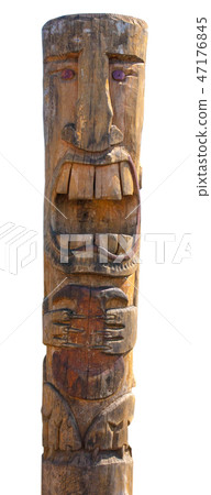 Kamchatka Aboriginal totem pole isolated on white 47176845