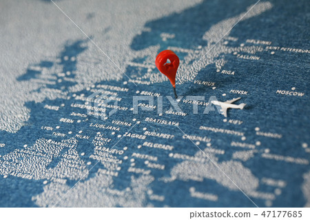 travel painted map with the plane, poland 47177685