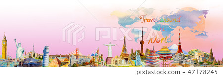 World travel and sights. Famous landmarks. World travel and sights. Famous landmarks. 47178245