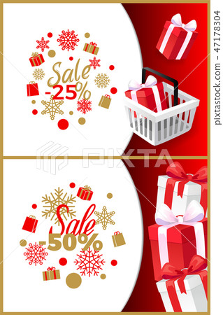 Christmas Sale 25, 50 Percent Off Vector Brochures 47178304