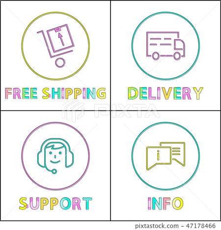 Delivery and Shipping Information Support Icon Set Delivery and Shipping Information Support Icon Set 47178466