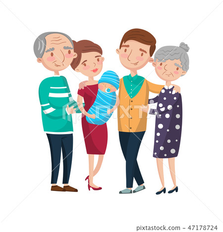 Happy big family portrait cartoon vector Illustration Happy big family portrait cartoon vector Illustration 47178724