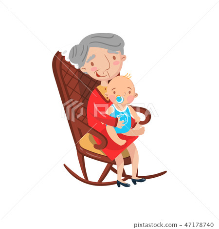 Grandmother sitting with her grandson on her knees cartoon vector Illustration Grandmother sitting with her grandson on her knees cartoon vector Illustration 47178740