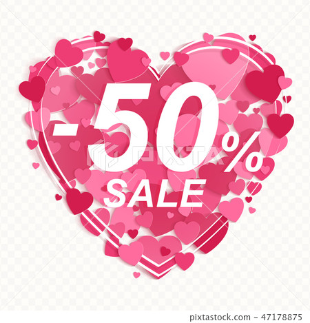 Composition like hearts, pink, drawn from a variety of hearts, 47178875