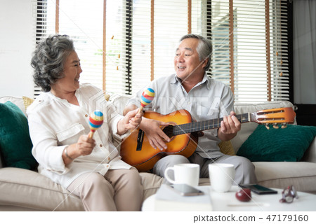 Asian senior Couple Having fun. 47179160